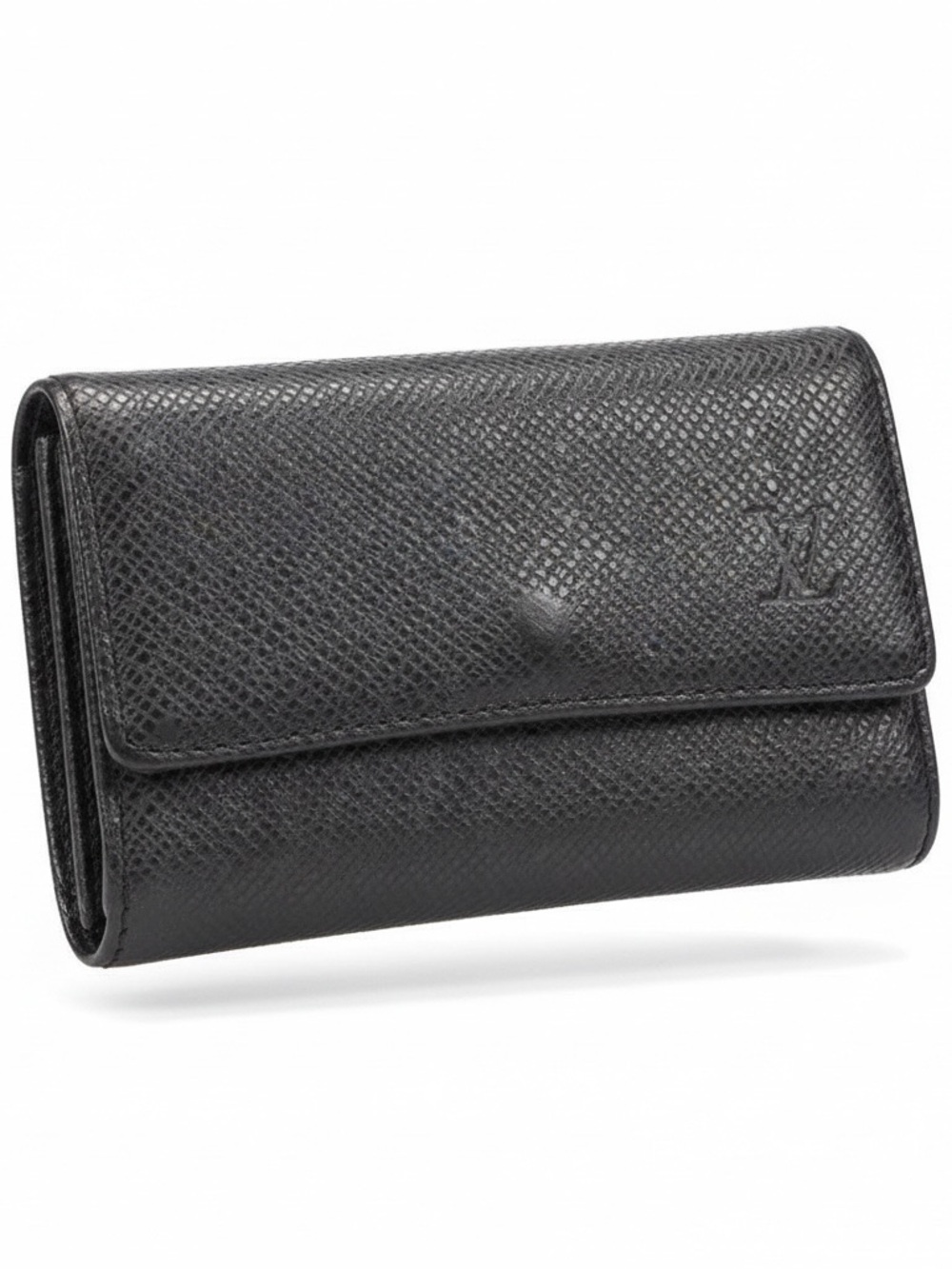 Louis Vuitton Black Taiga Leather 6 Key Holder - Authentic Multicles